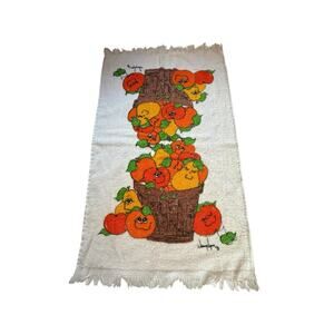 vtg nancy lynn anthropromorphic Fruit Hand Dish towel Funny Faces Retro Rare